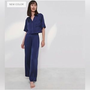 Lunya Washable Silk High Rise Pant in Deep Blue, Sz S